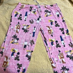 HUE Self Care Dog/cat/plant lounge pajama pants XL Pink